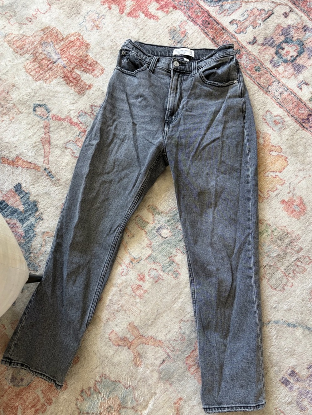 Abercrombie & Fitch Women's Ankle Straight Ultra High Rise Jeans - Gray Wash